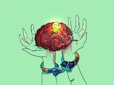 A prisoner art brain conceptual debut shot handcuffs idea illustration minimal