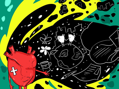 Another broken heart abstract art. illustration bd cartoon digital art psychedelic