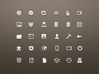 Icon set box calendar cube domain html icon icons job mask omage pixel puzzle security small view white