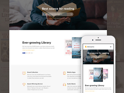 Bibliophile book design homepage interface reading ui user web