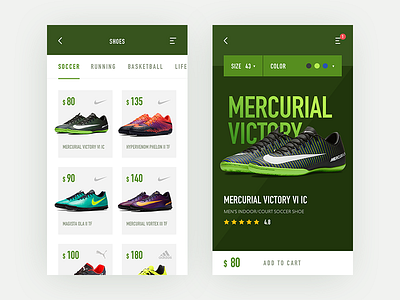 Shoes Shop android app ecommerce football green ios nike shoes sneakers soccer