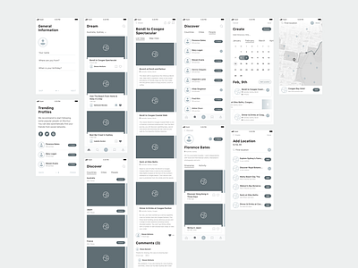 Travel app wireframes