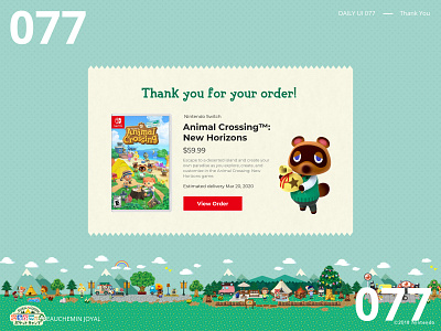 Daily UI 077 - Thank You animal crossing daily ui daily ui 077 dailyui dailyuichallenge nintendo order order confirmation switch thank you uidesign