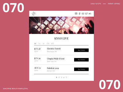 Daily UI 070 - Event Listing daily ui daily ui 070 dailyui design event listing kygo ui vector