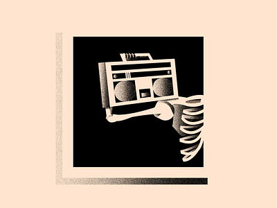 Vectober 4 - Radio 2d black design flat illustration flatdesign graphic design illustrator inktober light radio shadow skeleton skull texture texture brushes textures vectober vector white