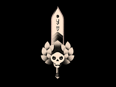 Vectober 5 - Blade 2d black black white blade design flat illustration game hades illustration illustrator inktober light shadow skeleton skull sword texture vectober