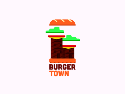 Burger Town 2d branding burger city colors design flat graphic design illustrator logo town vector