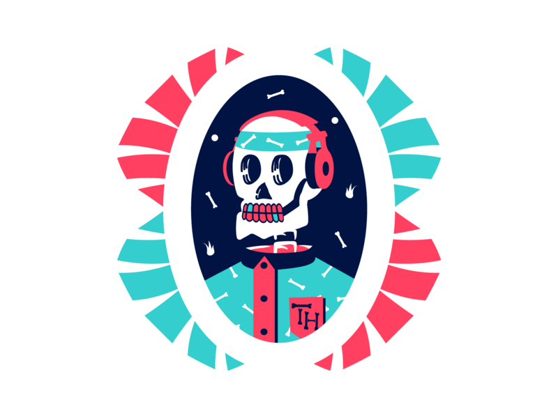Non-Spooky Skull Guy 2d blue color colors design flat graphic design halloween illustration illustrator pink skull vector white