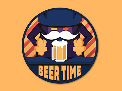 Beer Time Coaster 2d blue character coaster color colors design feedbackplease flat graphic design illustration illustrator vector white