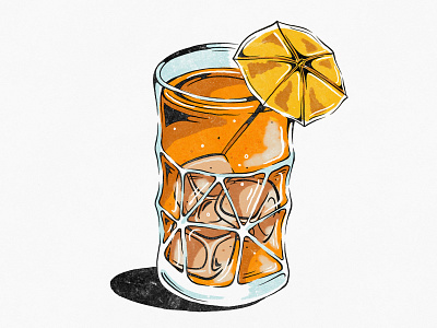 Cocktail Illustration bourbon cincinnati grunge hawaiian illustration letter press orange party procreate screen print