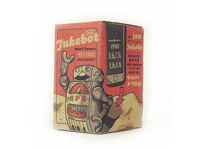 Jukebot Package Design americana branding cincinnati freelance grunge illustration package packaging design robot texture typography vector