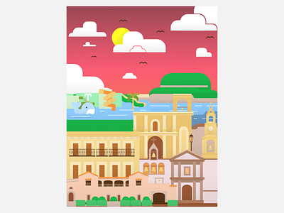 Linares, Pueblo Mágico flat illustration