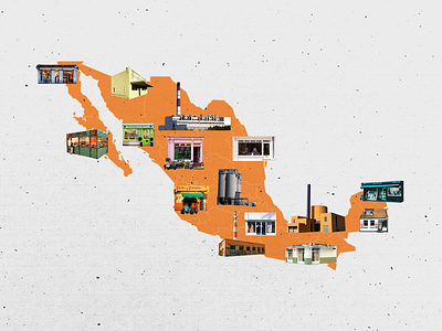 Mexico Businesses Collage Illustration