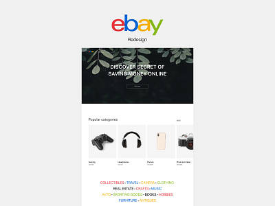 Ebay Redesign in minimalism style adobexd clean design ecommerce layout marketplace minimal typography ui web whitespace