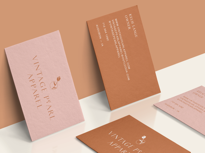 Branding for Vintage Pearl Apparel design identity business cards branding print