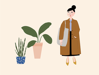 Girl & plants digital illustration editorial illustration