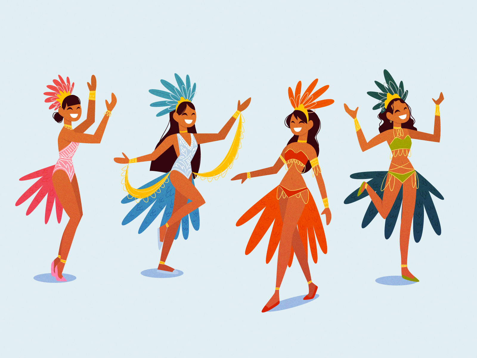 Pack of brazilian carnival dancers set colection holiday celebration carnaval brazilian dancer brasil woman people download character color flat vector colorful illustration