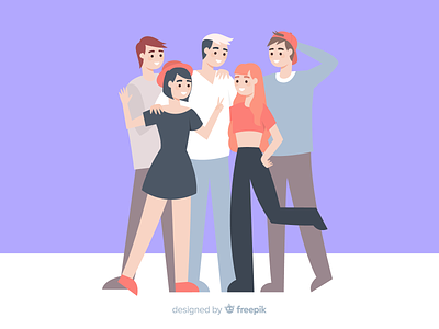 Group of young people posing for a photo color colorful download flat group illustration man people photo picture posing vector woman young