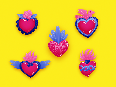 Sacred heart collection concept art color colorful divine download emblem flat heart illustration mexico religion sacred vector