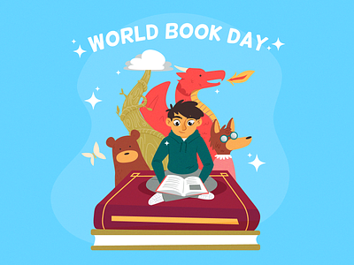 World book day event book celebrate character color colorful download hand drawn illustration intellectual knowledge learn learning library reading vector world