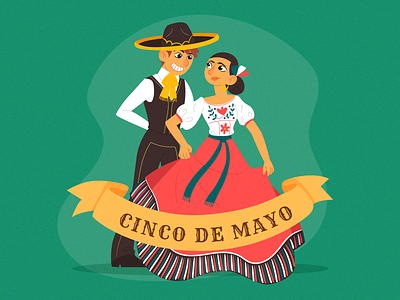 Cinco de mayo event 5 de mayo character color colorful cultural dance dancers download festive hand drawn illustration mexican mexico people tradition traditional vector