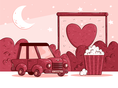Romantic date! cinema date download illustration love night romantic valentines