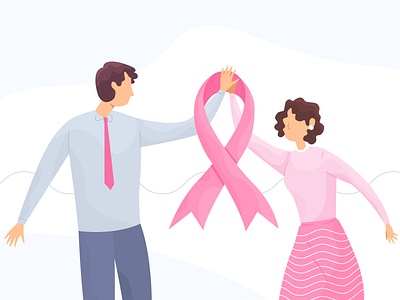 Cancer Mama cancer color flat illustration mama pink