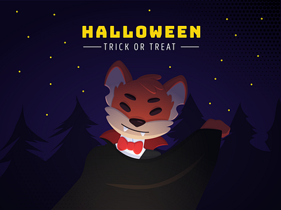 H A L L O W E E N costume dracula fox halloween illustration night october