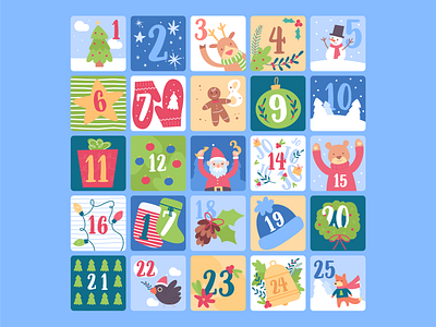 Advent calendar advent calendar character christmas color colorful design fox illustration teddy vector xmas