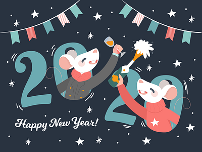 new year 2020 background 2020 31st celebration character color flat happy happy new year illustration mouse party vector year