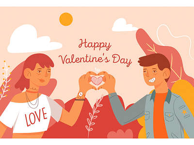 Valentines day background 14 february character colorful february flat friend friendship illustration love romance romantic valentine day valentines vector