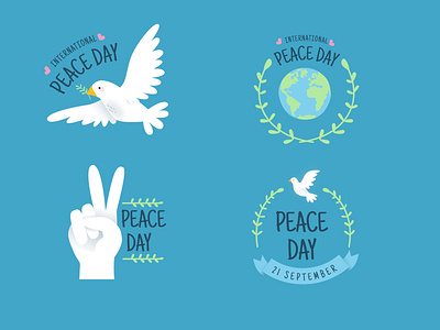 Hand drawn peace day label collection color colorful design dove download flat global hand drawn illustration love peace peaceful vector