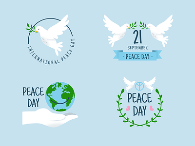 Hand drawn peace day badge collection 2 collection color colorful design download flat hand drawn illustration love peace vector