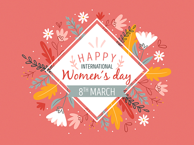 Women's day in floral concept color colorful download flat floral flower free happy illustration march plants vector