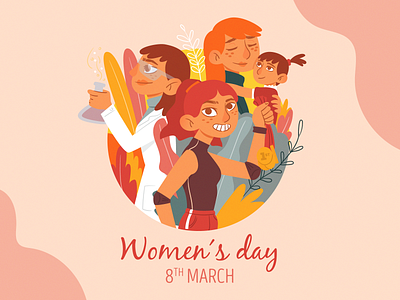 Artistic drawing with women's day theme character color colorful download flat hand drawn illustration march people vector woman