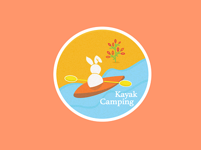 Kayak Camping bunny camp drawing illustrator kayak life like minimalism nature passion playing rabbit river sport vector