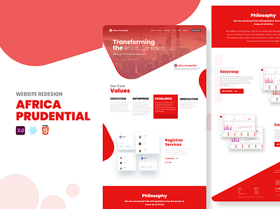Africa Prudential - Website Redesign adobe xd corporate financial services homepage landing page minimal red ui web design website website design xd