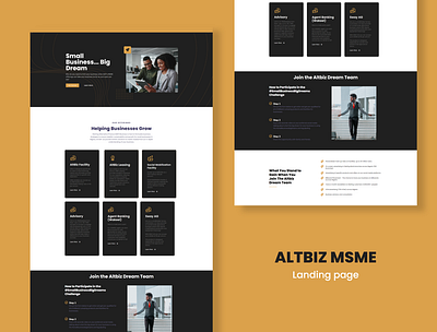 Altbiz Finance Landing Page adobe xd banking black finance gold landing page user interface web design website design