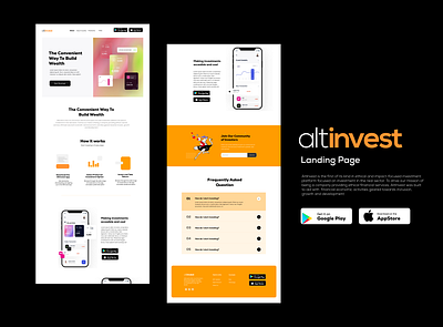 Investment App Landing Page adobe xd figma investment landing page mobile app user user experience user interface website design