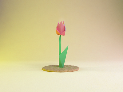 tulip 3d flower lowpoly origami tulip