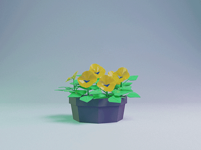 dancing pansy 3d flower lowpoly origami pansy