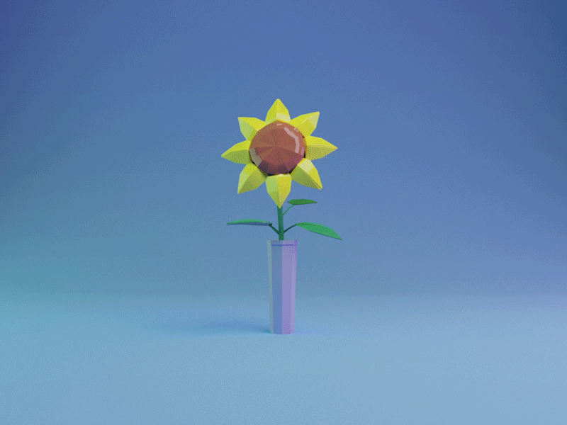 Sunflower gif 3d flower gif lowpoly origami sunflower