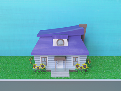 purple house 3d asset game home house
