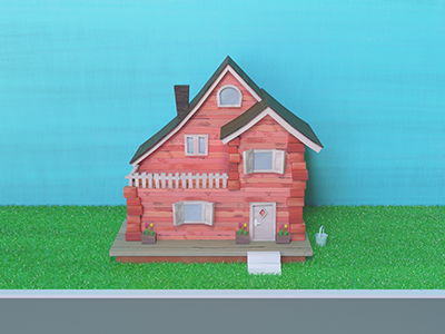 red house 3d asset game home house