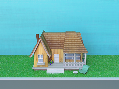 yellow house 3d asset game home house