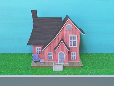 gray roof house 3d asset game home house