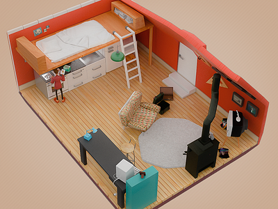 Inantarctica John's room 3d furniture game ios iso isometric room