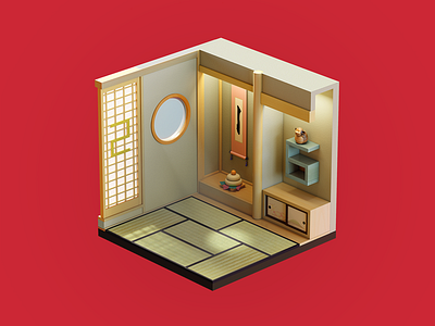 A Happy New Year 2016! 2016 3d iso isometric japanese tokonoma