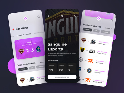 ESports App - Tracking Games & Competitions app category competition counter strike egames esports gaming glass league of legends news profile rocket league user