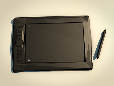 Low poly graphic tablet 3d ambient occlusion ao c4d cinema4d lowpoly moek photoshop polygons postproduction tablet